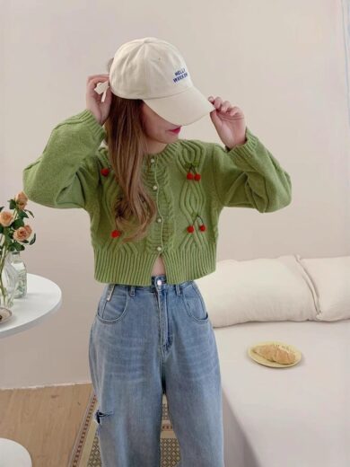 Cherry Shrunken Cardigan