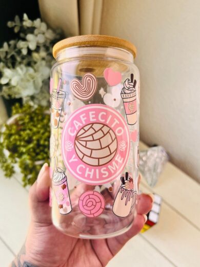 Premium Cafecito Bamboo Glass with Straw